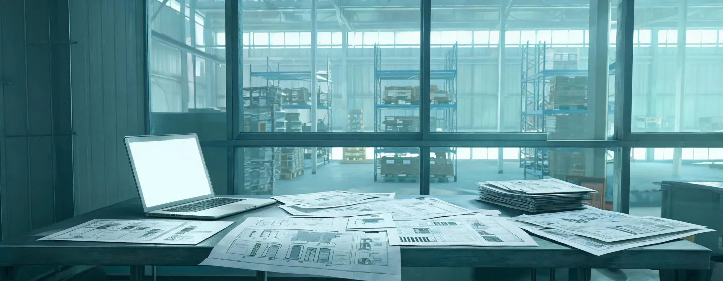 Procurement desk reviewing forklift battery specification sheets
