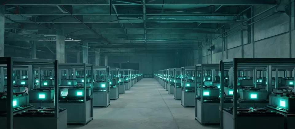 Warehouse battery aisle used as a reading illustration